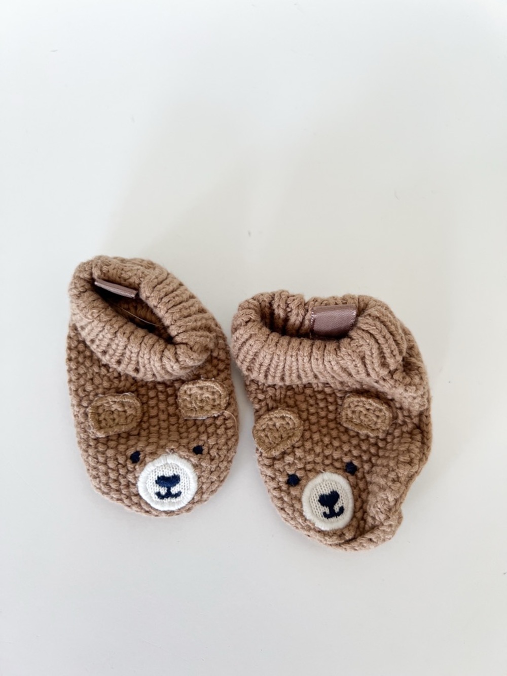 Brown Knit Bear Baby Booties